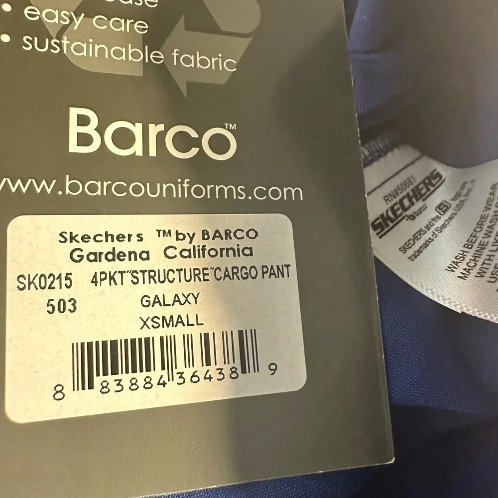 NWT Sketchers by Barco Structure Scrub Pants Galaxy Blue XS